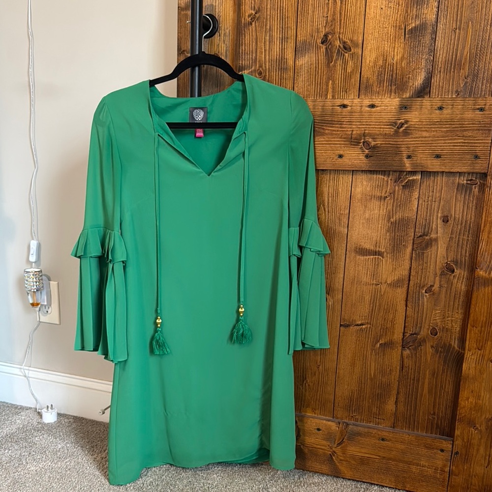 Green Ruffle Sleeve Dress